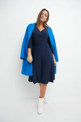 Form-fitting 3/4 Sleeve Dress with Ruching