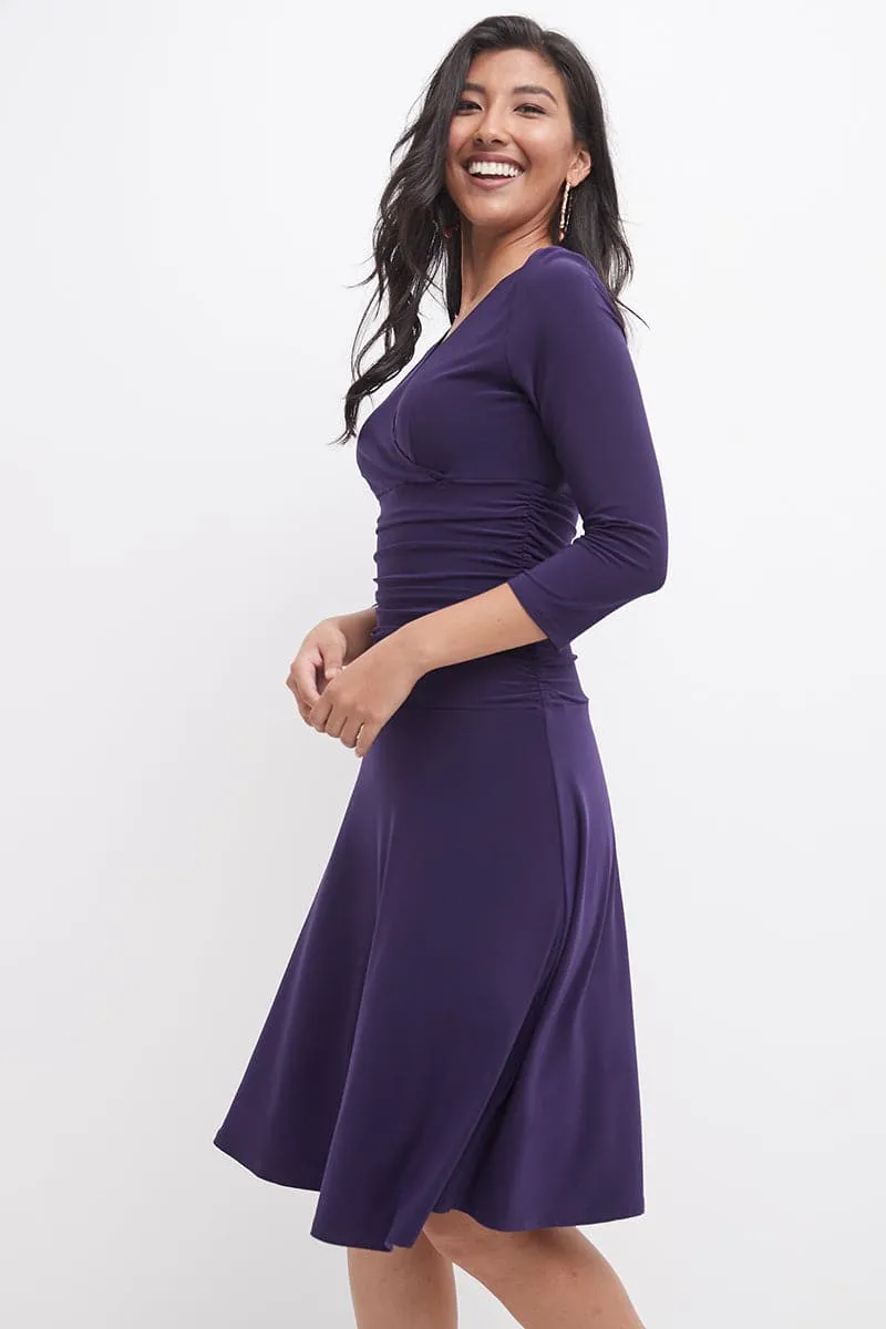 Form-fitting 3/4 Sleeve Dress with Ruching