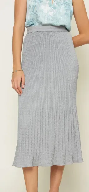 Glacier Grey Pleated Midi Skirt