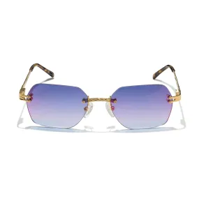 Gold Gods The Hexagon Helios Sunglasses - Blue w/ Red Flash