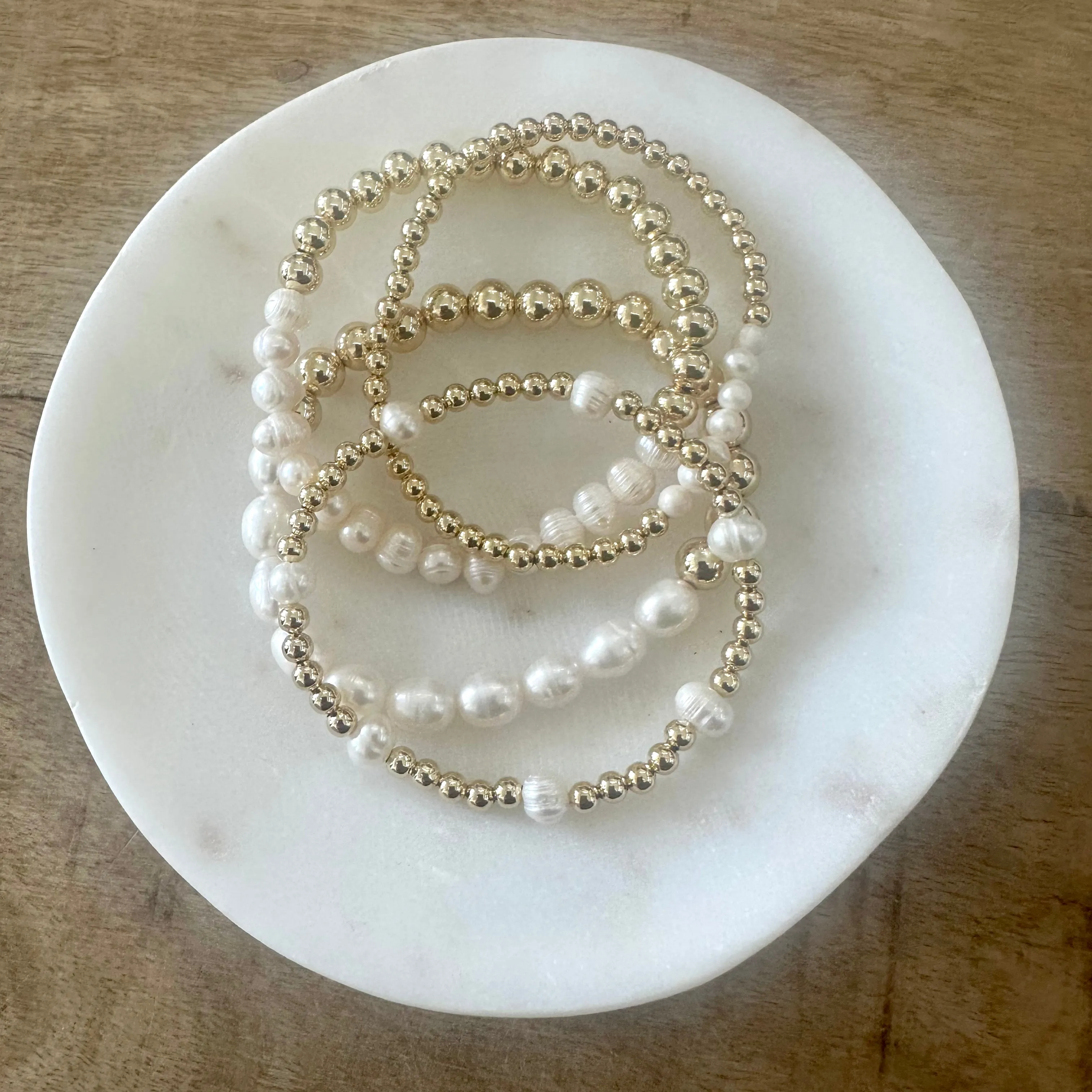 Half Gold Pearl Bracelet