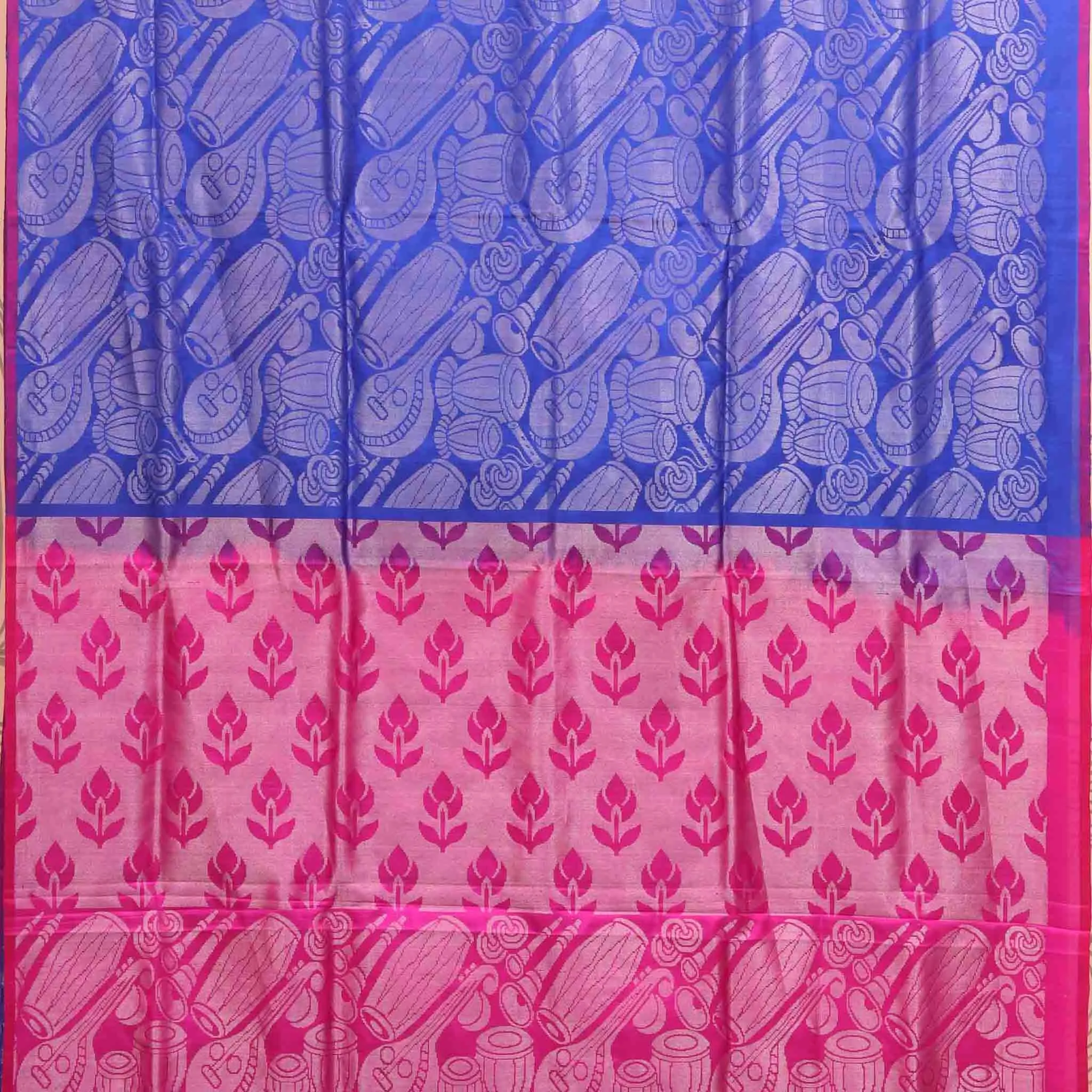 Handwoven Blue with Pink Soft Silk Saree - 54N009054DSA