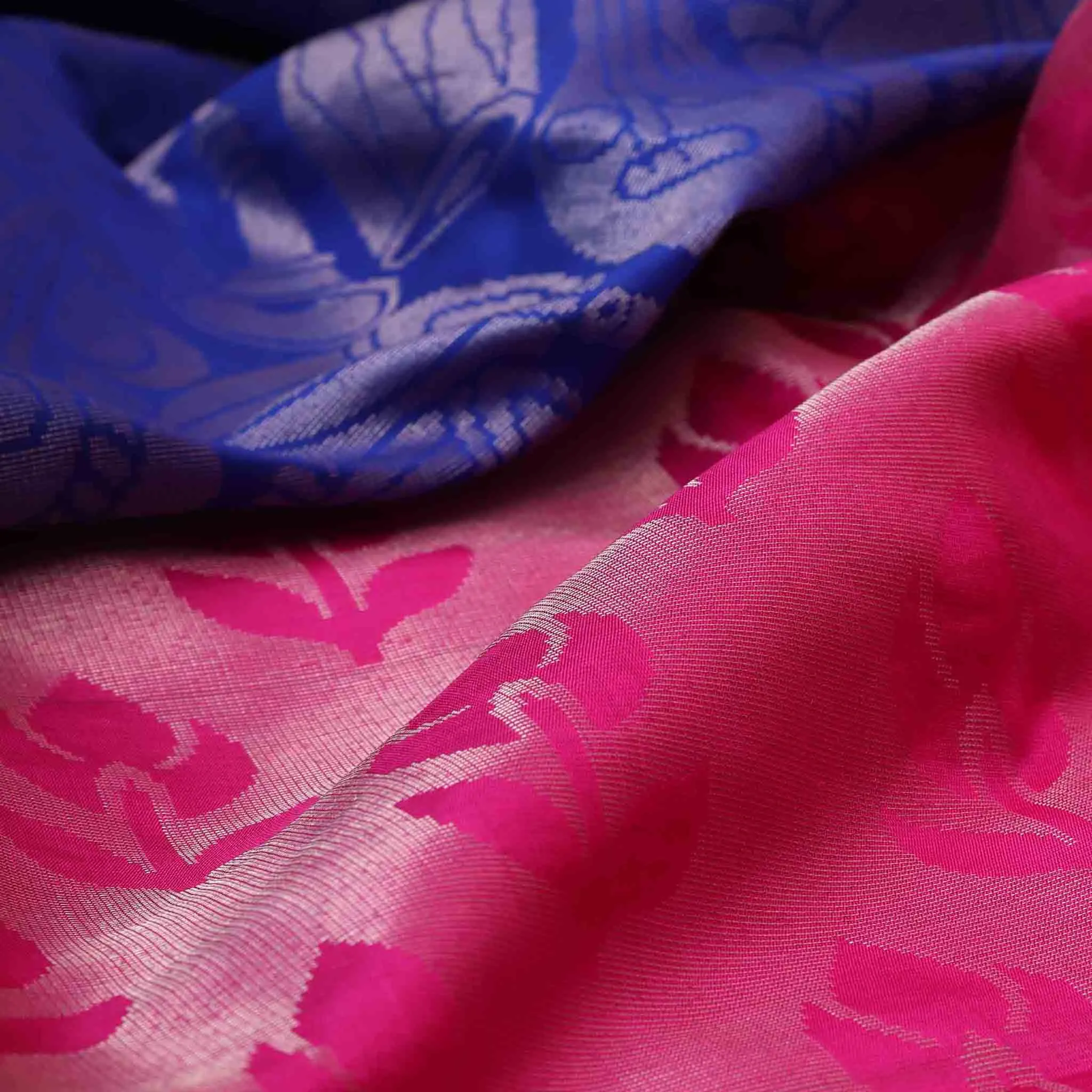 Handwoven Blue with Pink Soft Silk Saree - 54N009054DSA