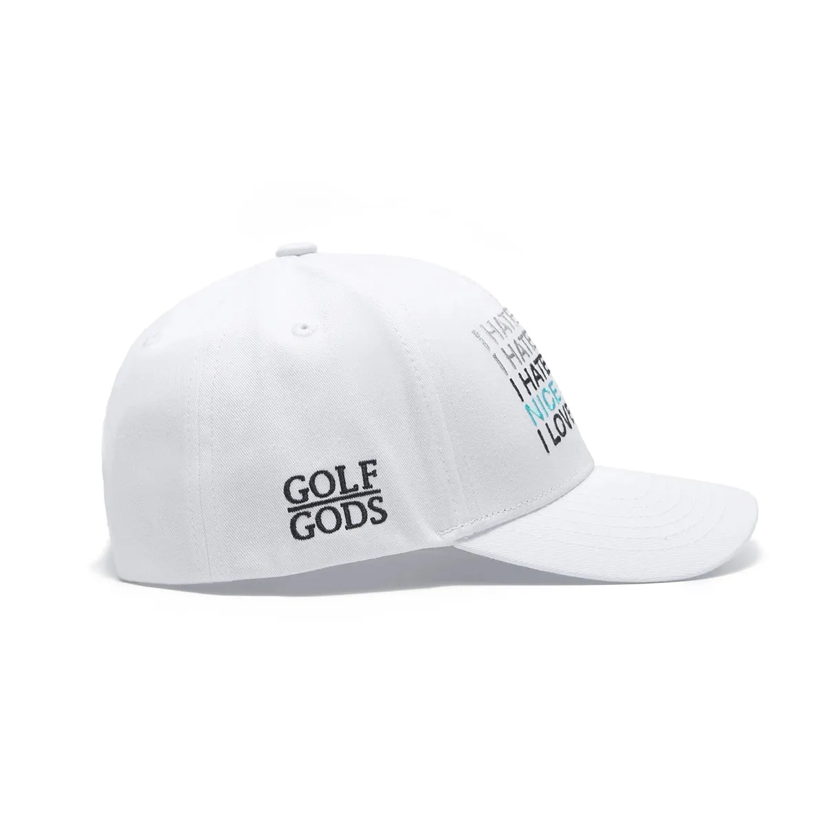 I Hate Golf White SnapBack Golf Hat - Curved Brim