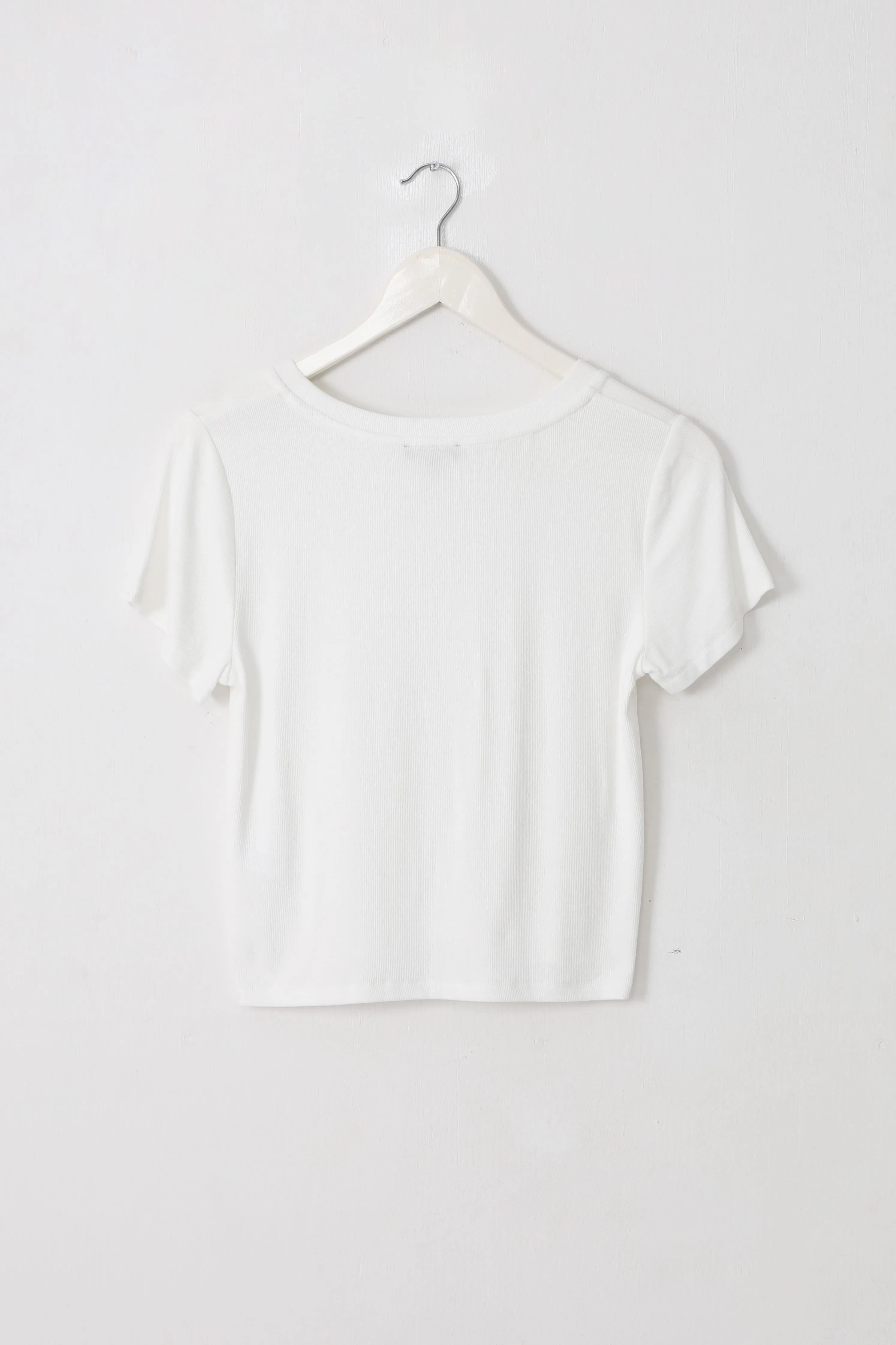 In Demand White SS Crew Neck Rib Tee