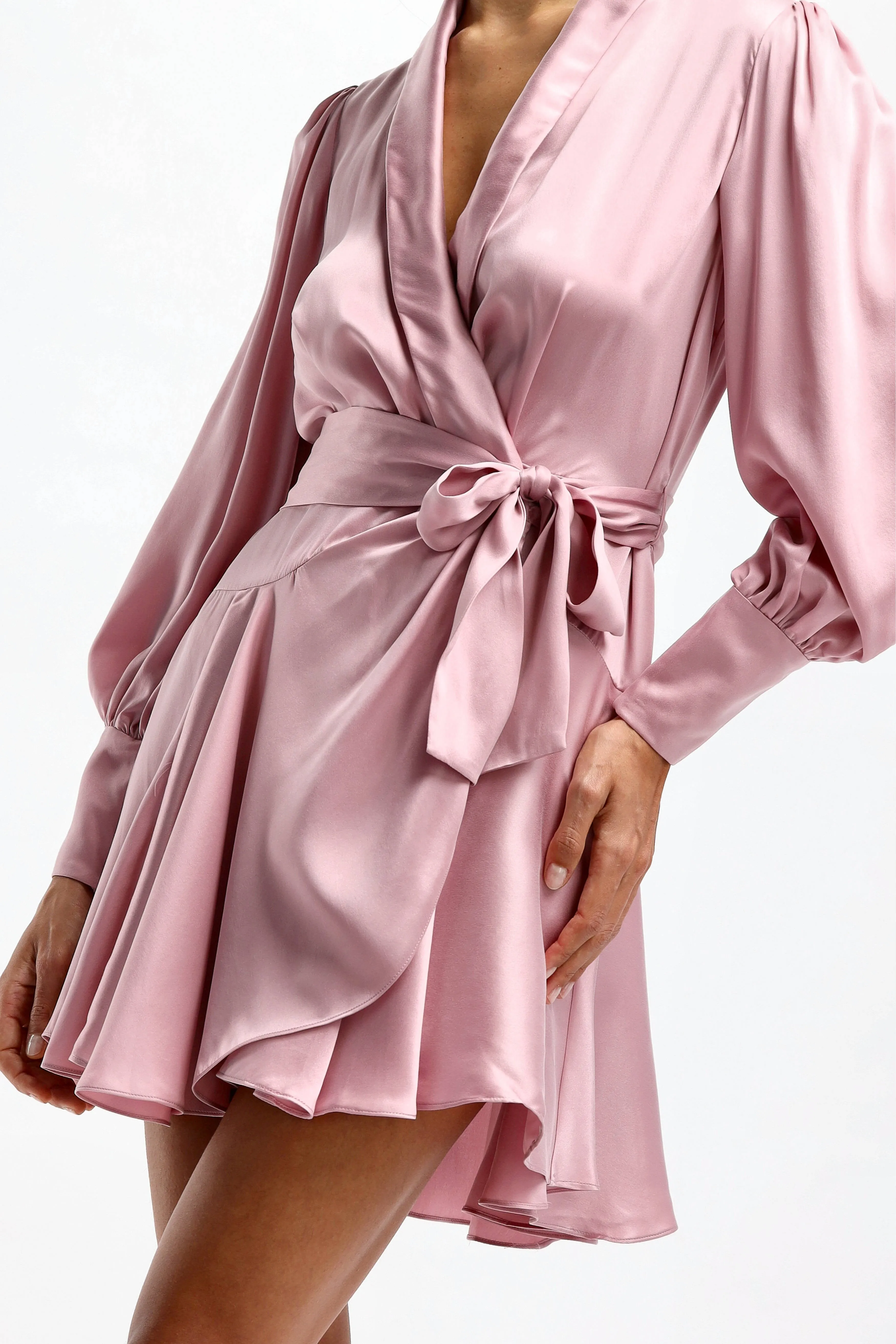 Kleid Silk Wrap Mini in Pink