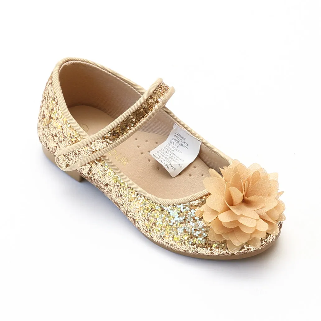 L'Amour Girls Glitter Special Occasion Flats