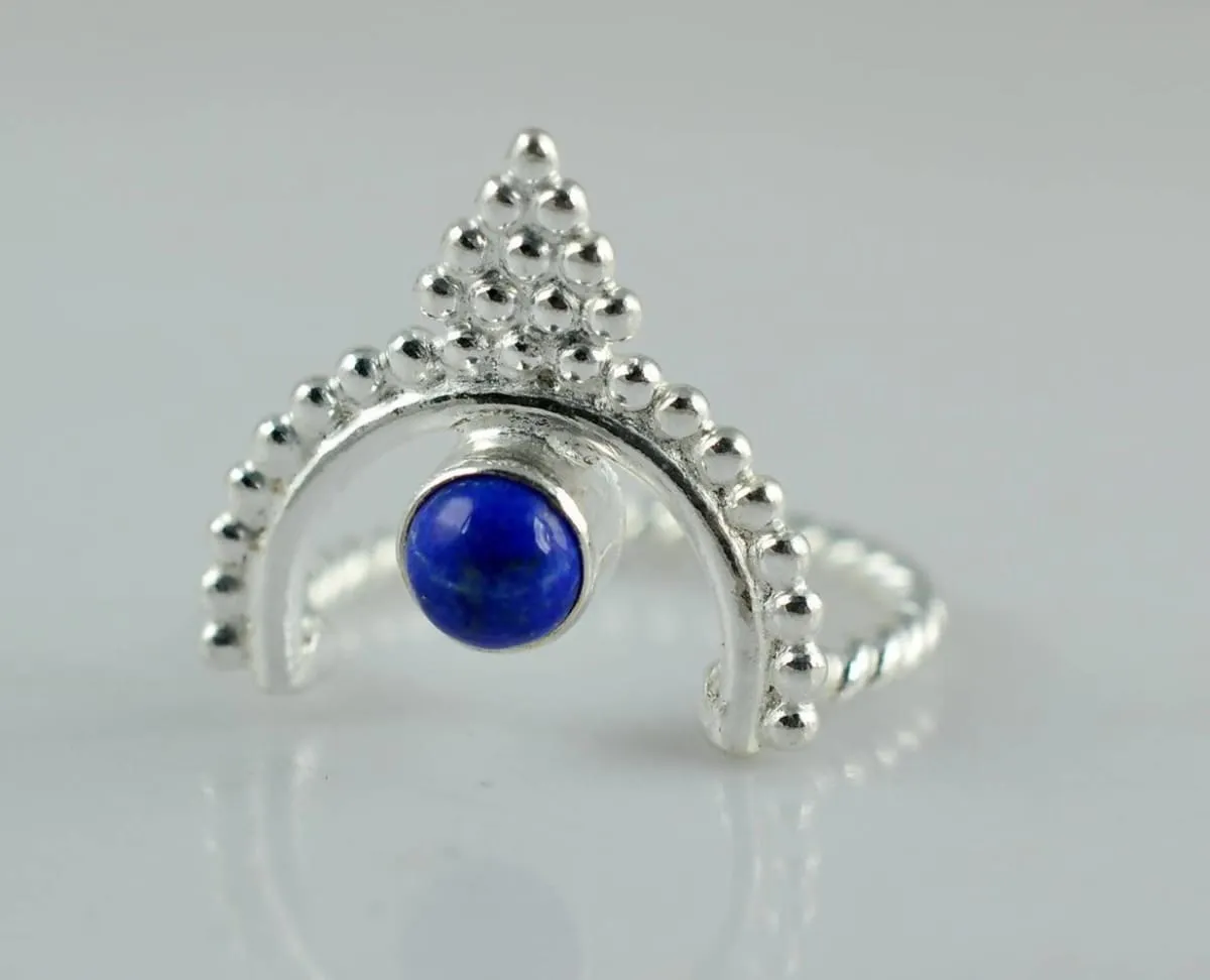 Lapis Lazuli 925 solid sterling silver Handmade designer Midi ring