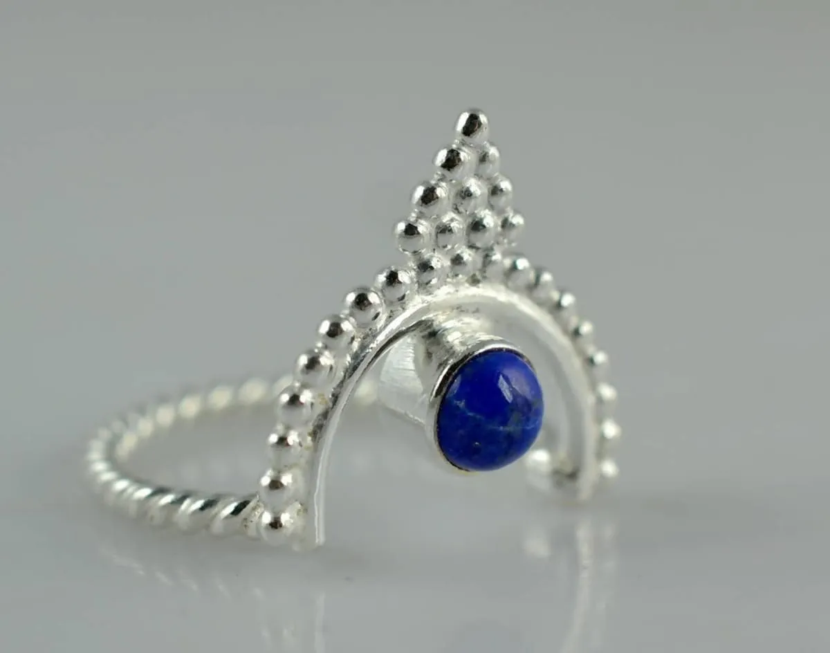 Lapis Lazuli 925 solid sterling silver Handmade designer Midi ring