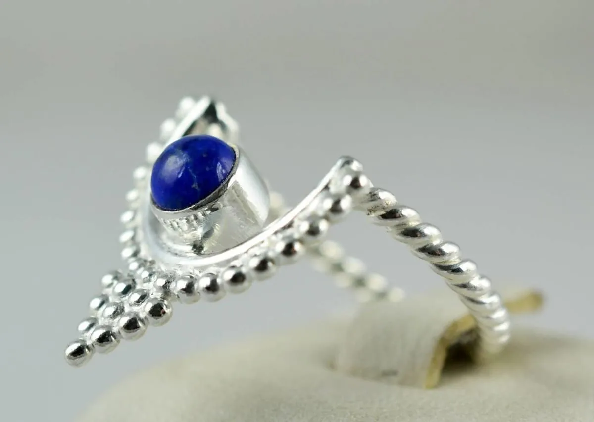 Lapis Lazuli 925 solid sterling silver Handmade designer Midi ring