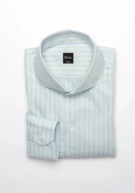 Light Weight Mint Green Tencel Stripes Shirt