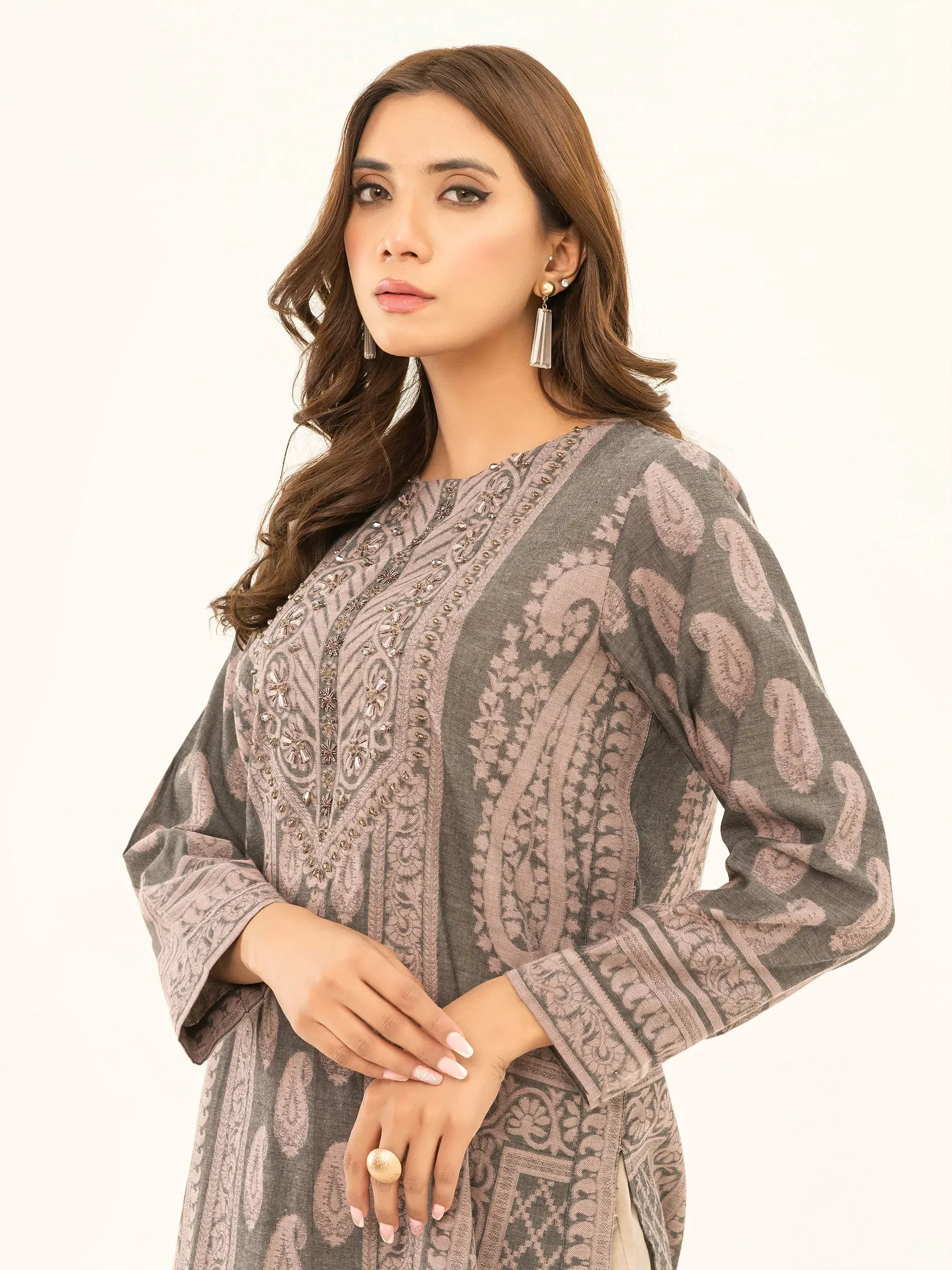 Limelight Grey Jacquard Khaddar Shirt (P4246SH)