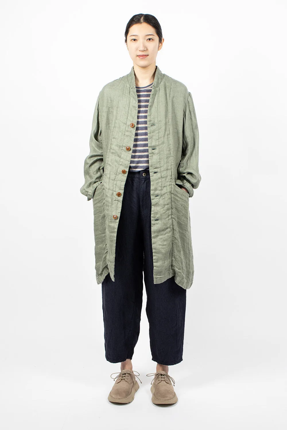 Linen Trench Coat Sage Green