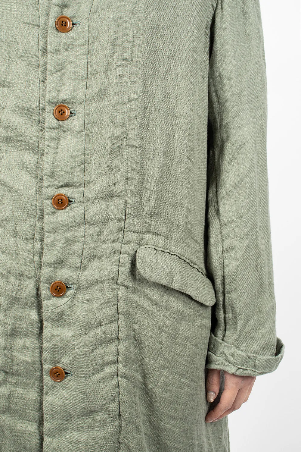 Linen Trench Coat Sage Green