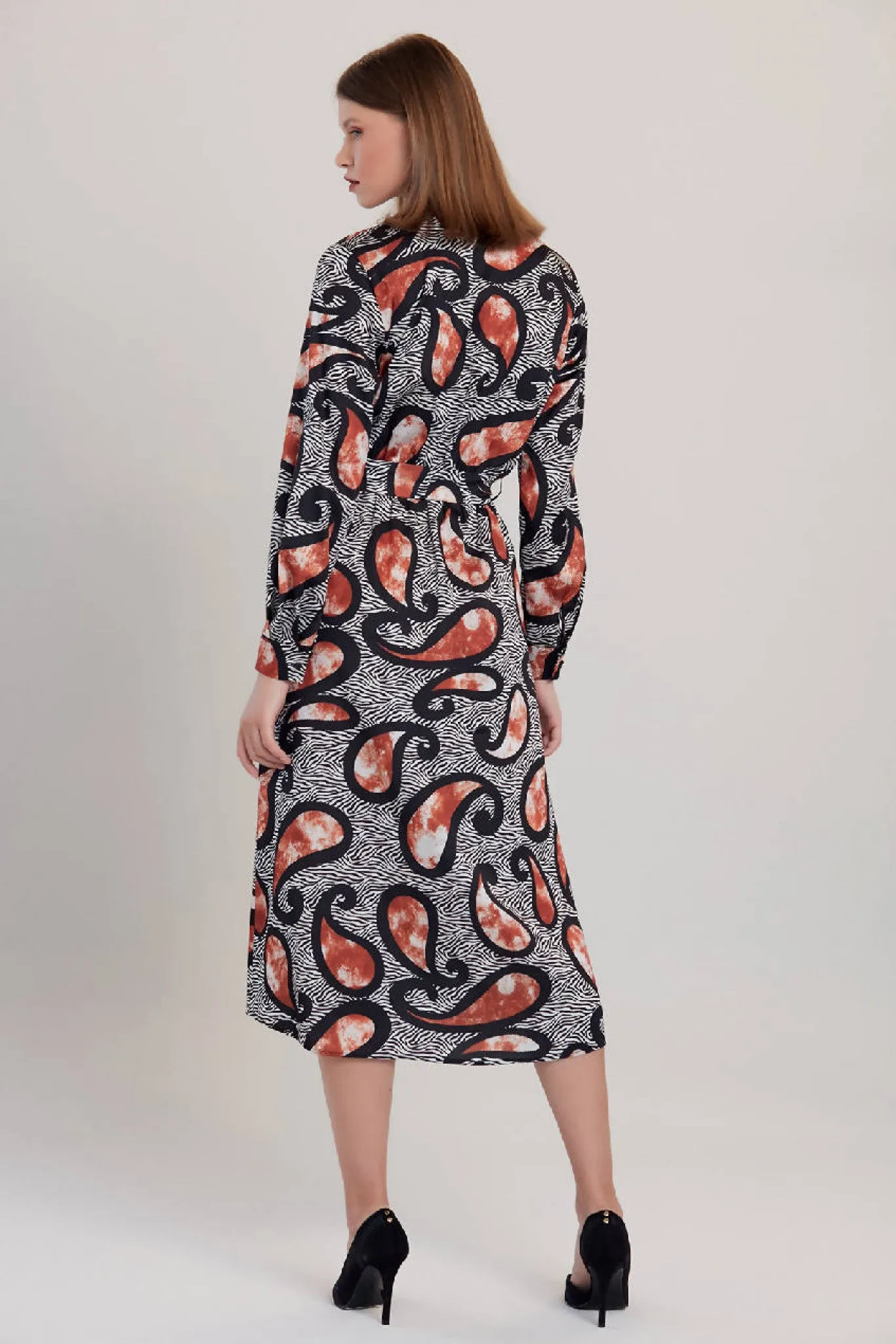 Love And Joy London Zebra Print Paisley Midi Shirt Dress