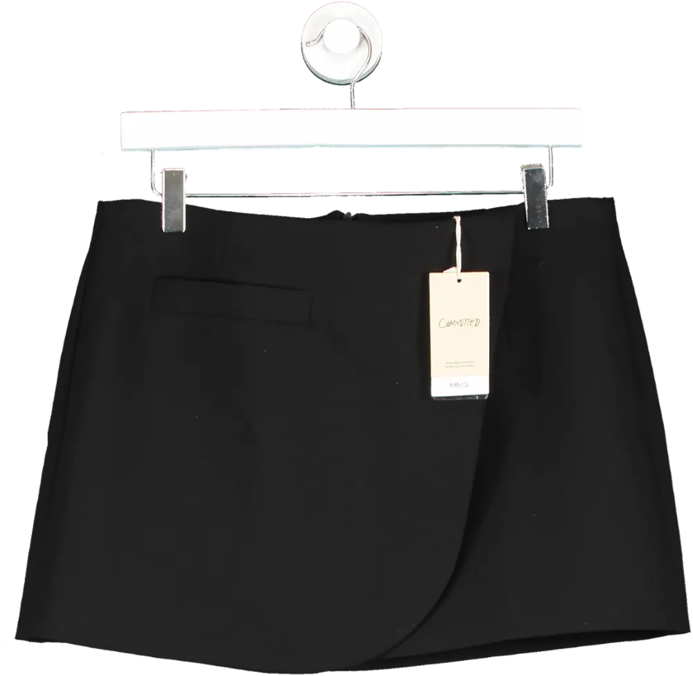 MANGO Black Wrap Mini Skirt UK 12