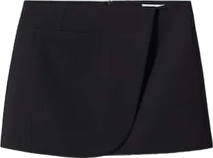 MANGO Black Wrap Mini Skirt UK 12