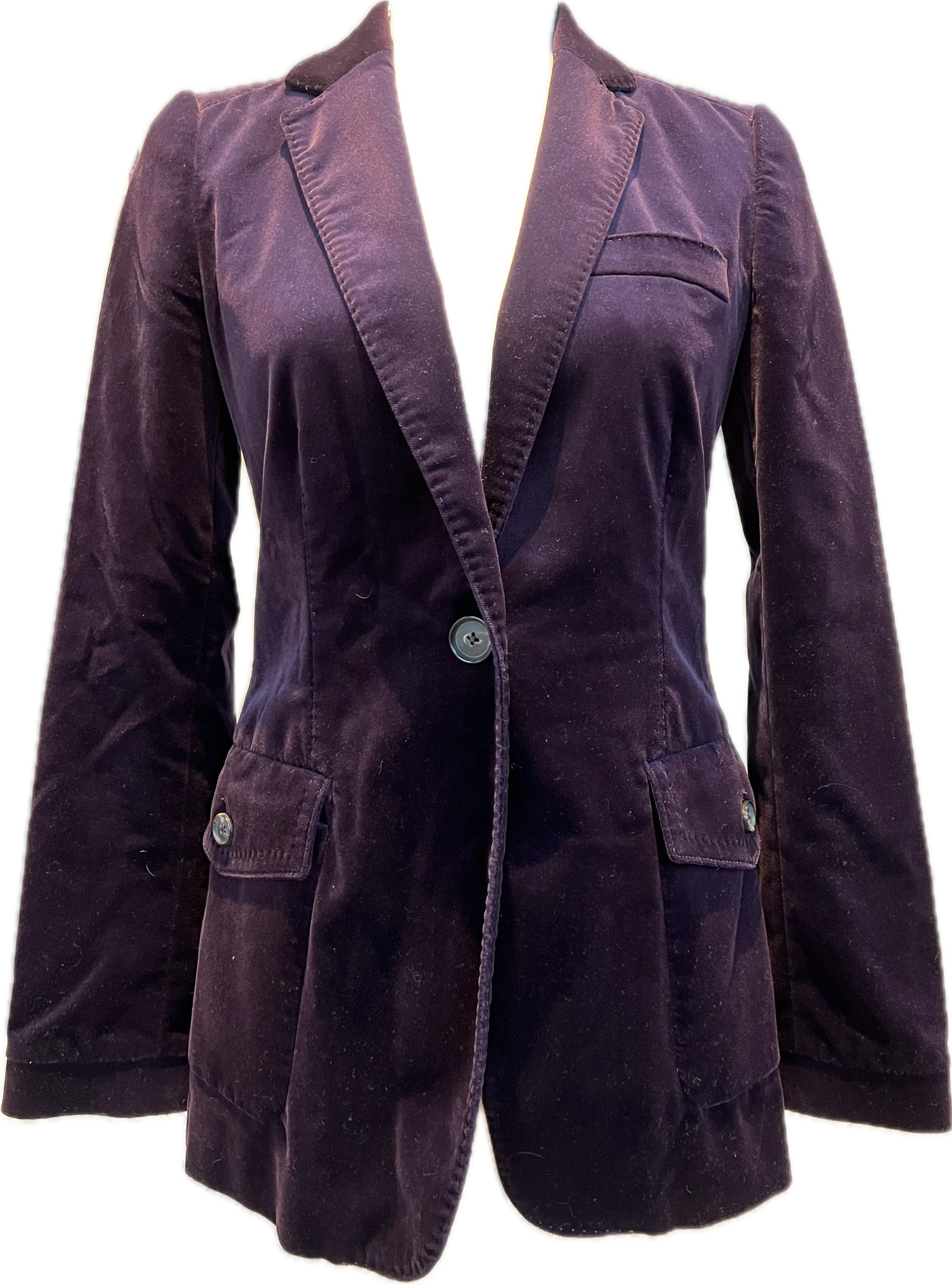 Massimo Dutti Purple Velvet Blazer, XS/S