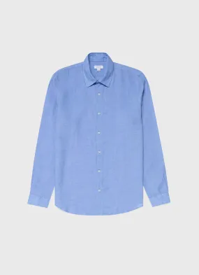 Men's Linen Shirt in Cool Blue