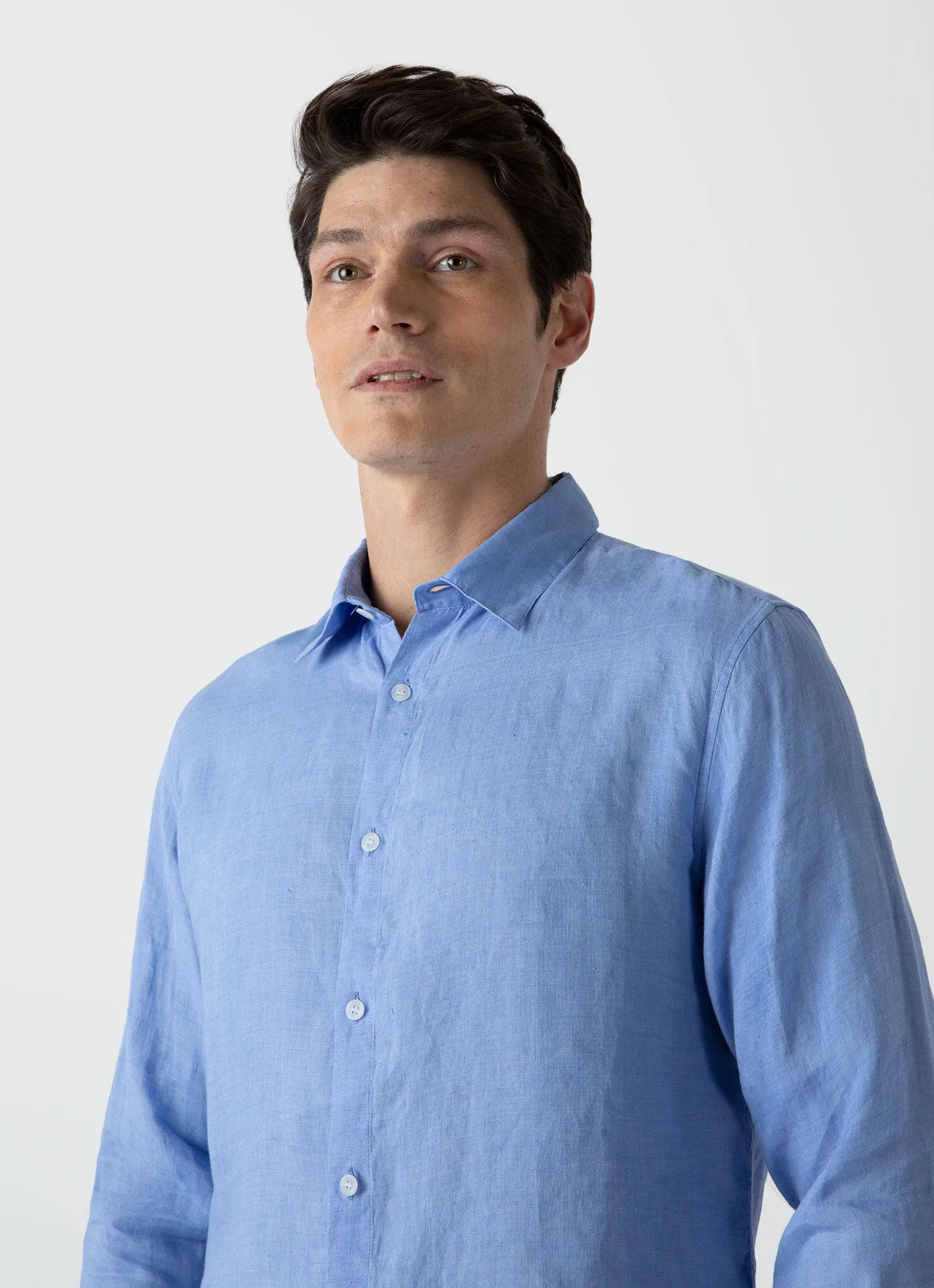 Men's Linen Shirt in Cool Blue