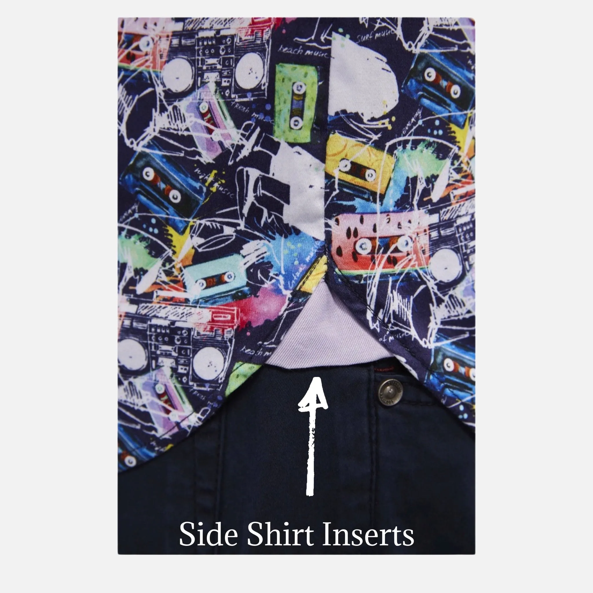 Mens Summer Sports Shirt with Cassette Print Design |