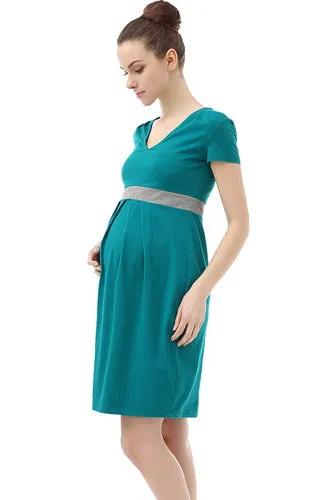 Momo Maternity Contrast Pleated Dress