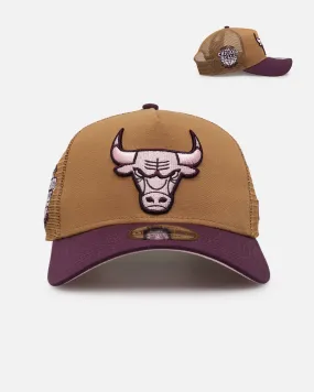 New Era Chicago Bulls 'Rustic Rose' 9FORTY A-Frame Trucker Snapback Wheat