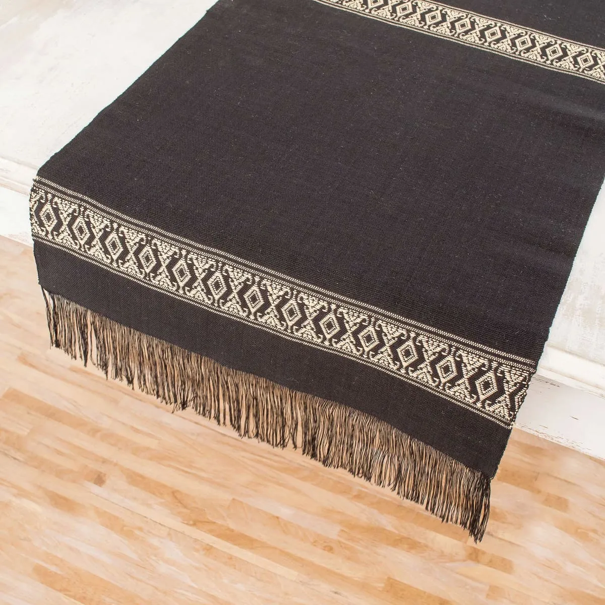 Novica Beige Moon Cotton Table Runner