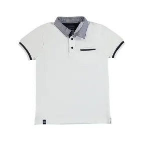 Nukutavake Boys Short Sleeve Polo w/Contrast _White 6107-43