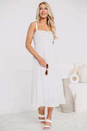 Octavia Flowy Midi Dress | White