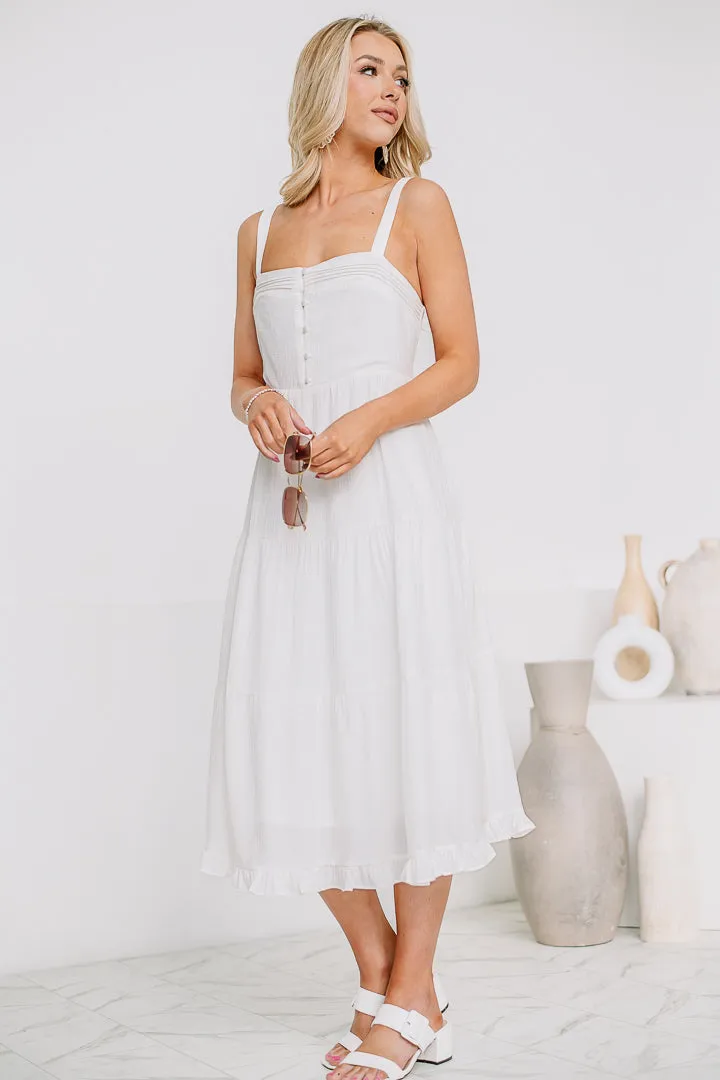 Octavia Flowy Midi Dress | White