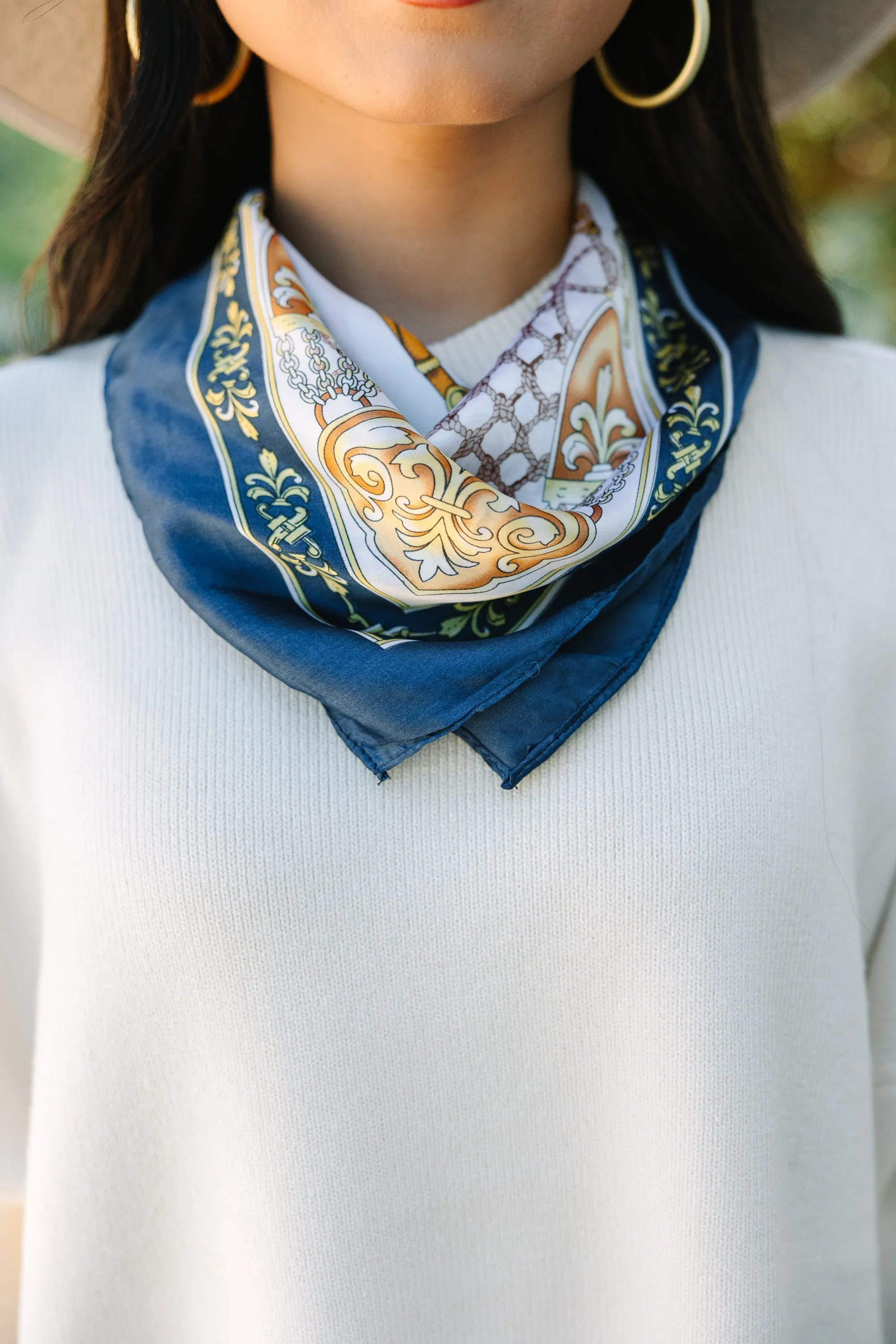 Olive & Pique: Let's Ride Navy Blue Equestrian Scarf