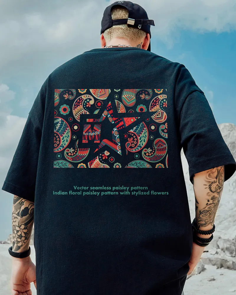 Oversize Streetwear Paisley Pattern T-Shirt