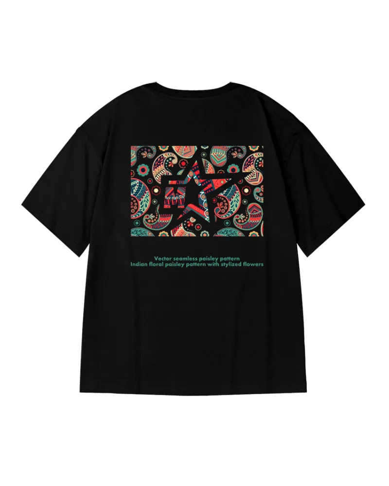 Oversize Streetwear Paisley Pattern T-Shirt