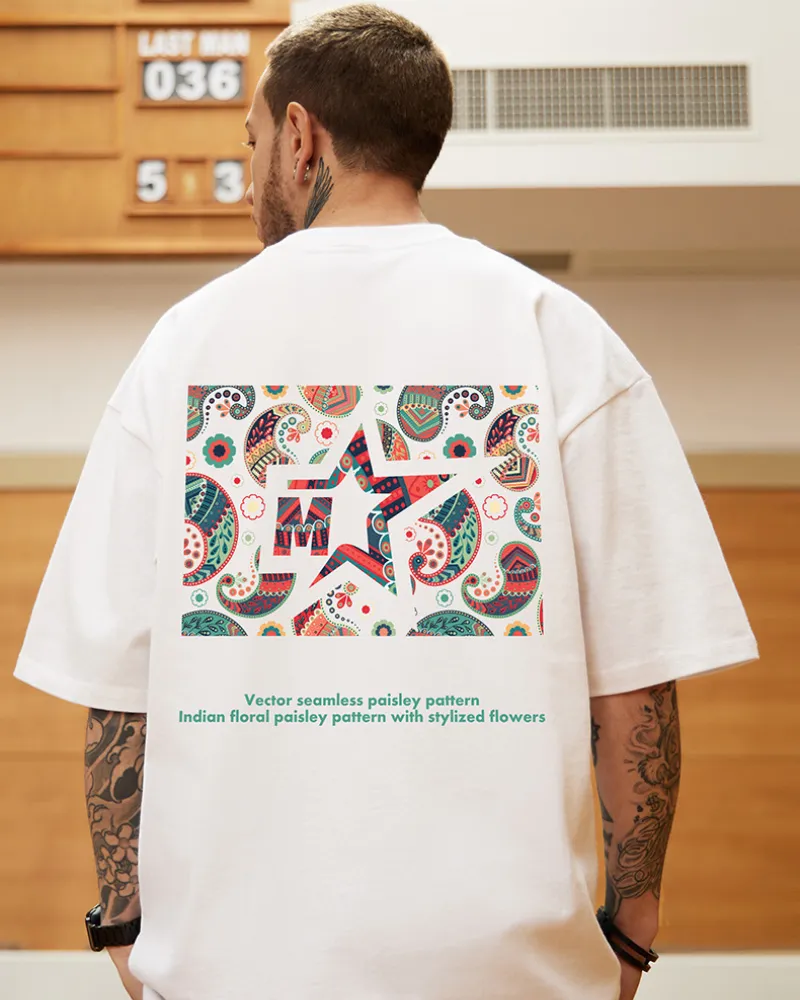 Oversize Streetwear Paisley Pattern T-Shirt