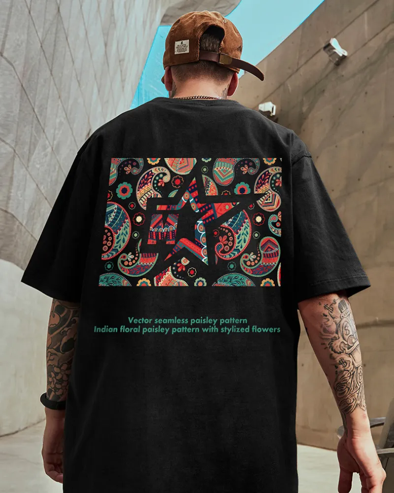 Oversize Streetwear Paisley Pattern T-Shirt