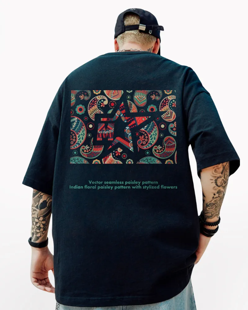 Oversize Streetwear Paisley Pattern T-Shirt