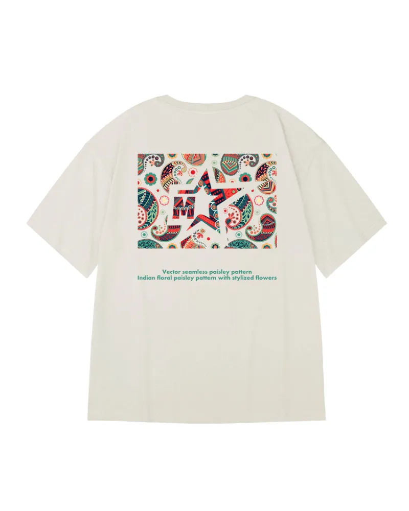 Oversize Streetwear Paisley Pattern T-Shirt