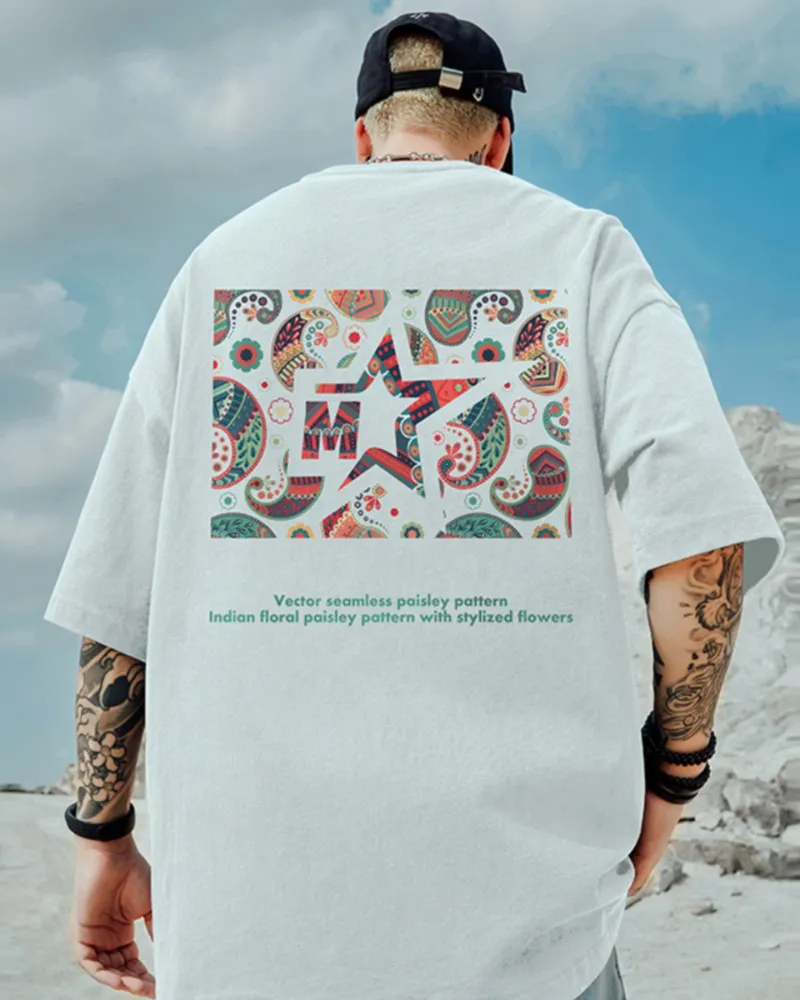 Oversize Streetwear Paisley Pattern T-Shirt