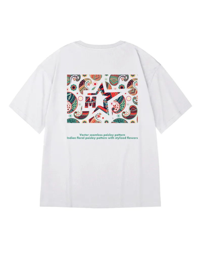 Oversize Streetwear Paisley Pattern T-Shirt