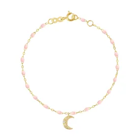 Petite Moon Classic Gigi Baby Pink diamond bracelet, Yellow Gold, 6.7"