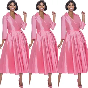 Pink Classic Style Faux Wrap Dress