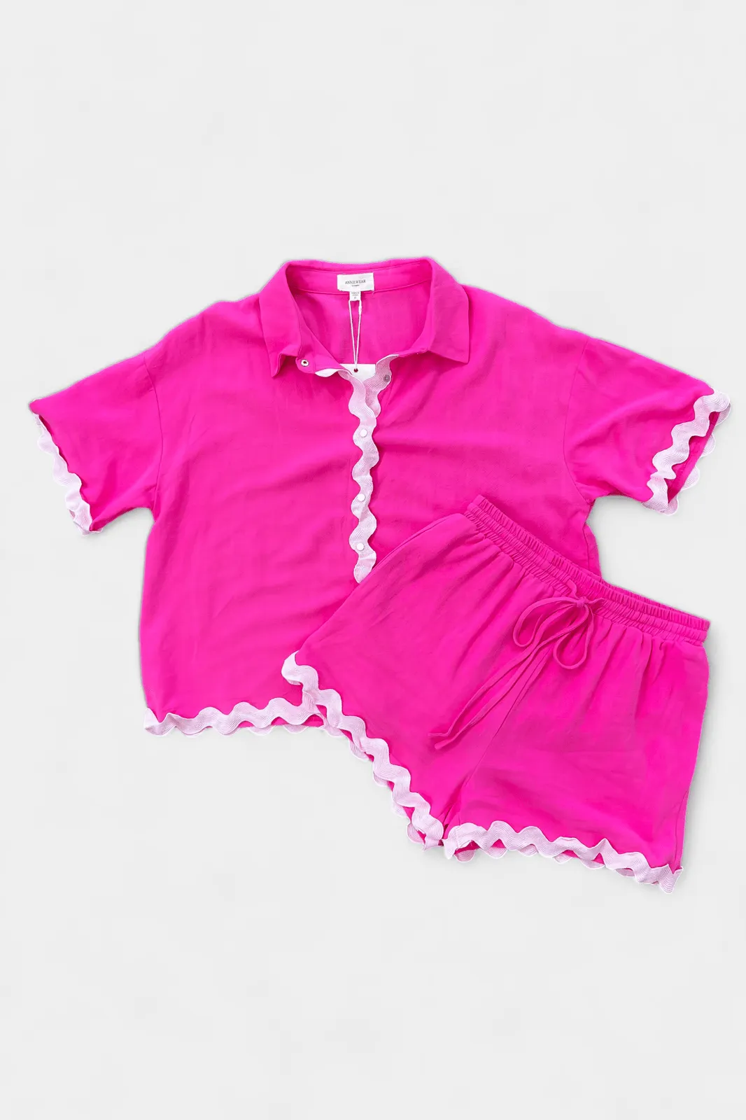 Pink Scalloped Loungewear Set