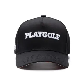 PlayGolf Black SnapBack Golf Hat - Curved Brim