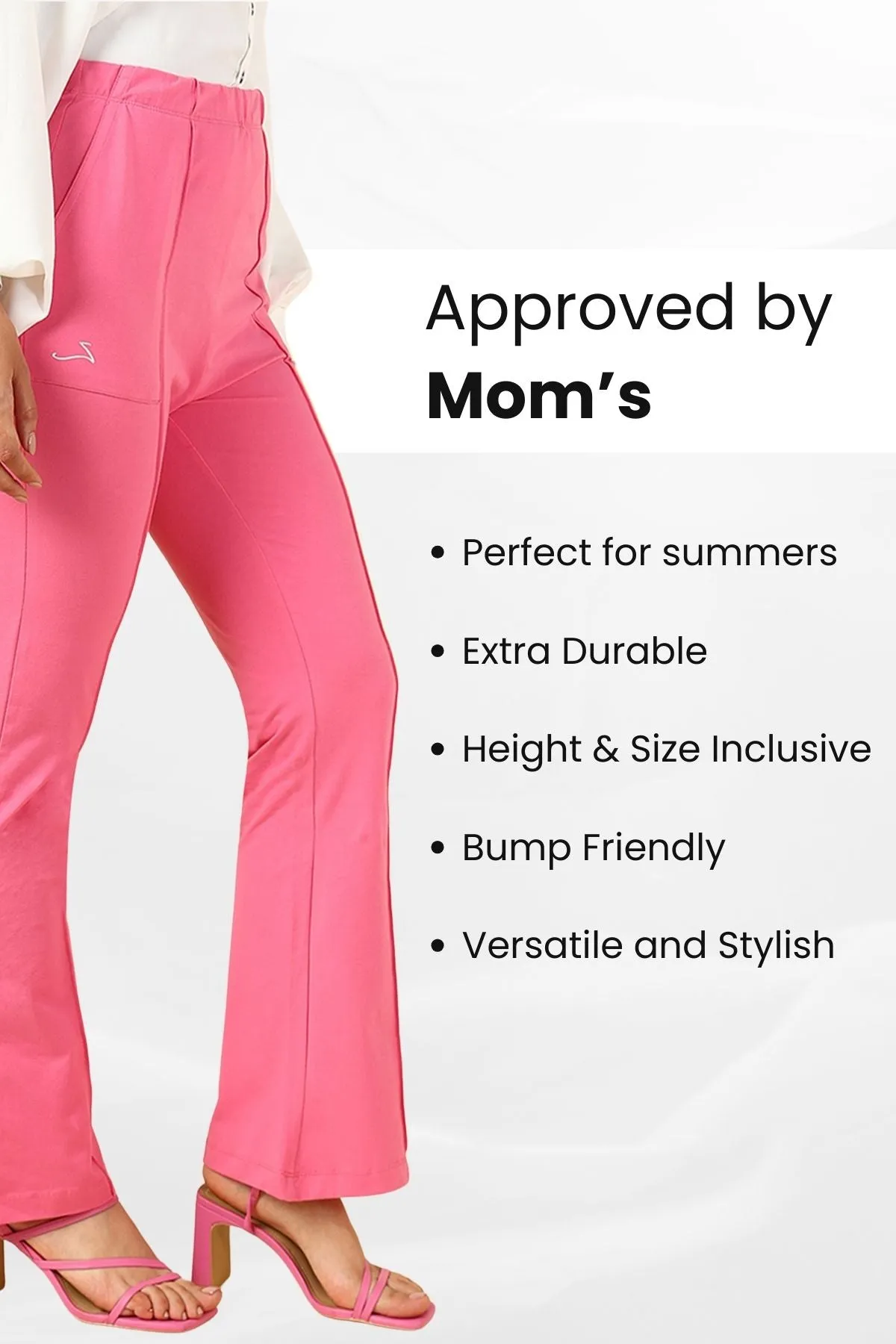 Pleated Cotton Pink Maternity Pants (Pregnancy & Postpartum)