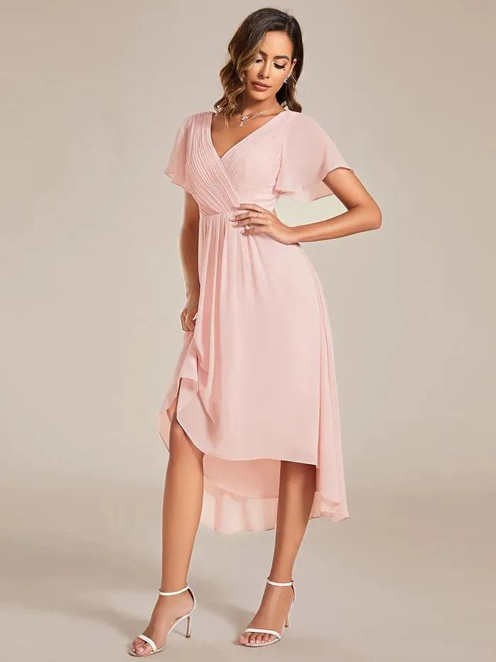 Pleated Ruffles Chiffon Bridesmaid Dress