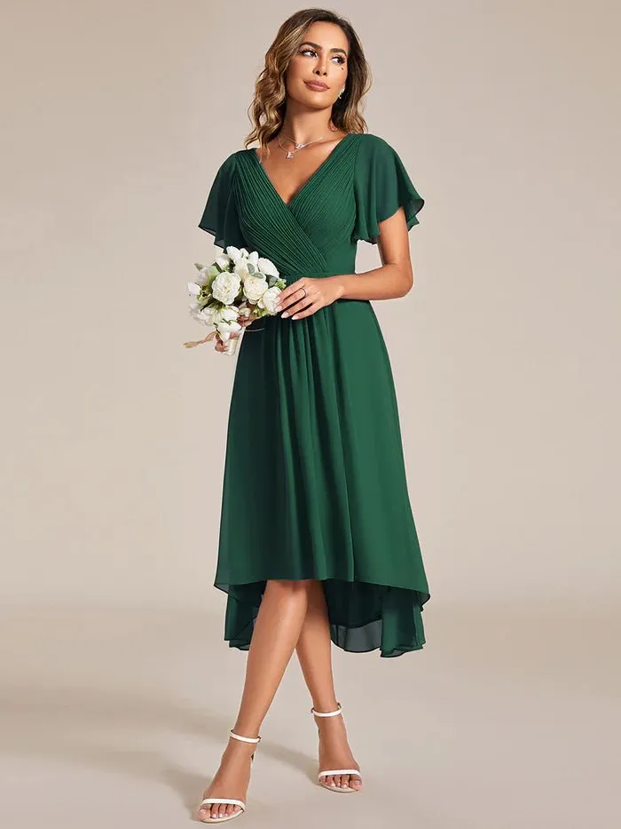 Pleated Ruffles Chiffon Bridesmaid Dress