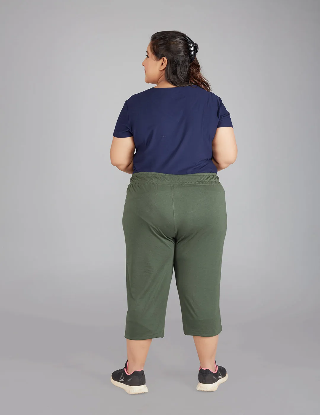 Plus Size Capris For Women - Cotton Capri Pants - Olive Green