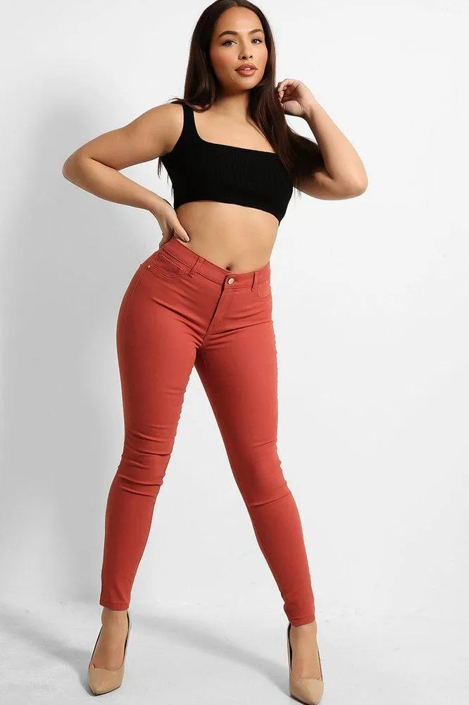 Pocketless Front High Waist Jeans