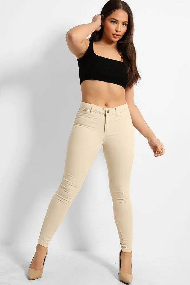 Pocketless Front High Waist Jeans